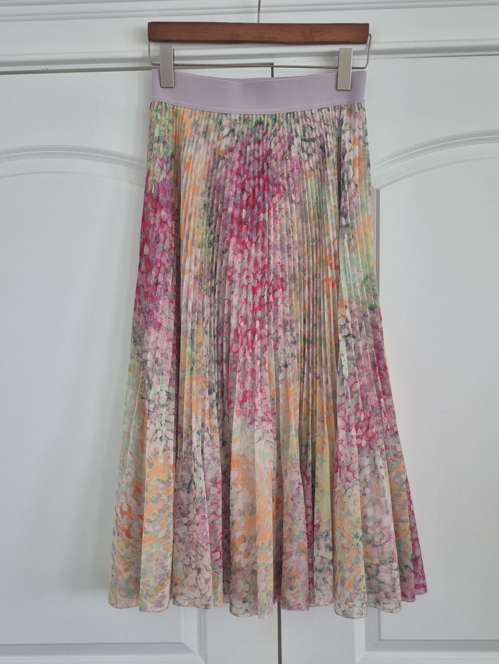 Wilfred Lavender Waist Pleated Floral Midi Skirt